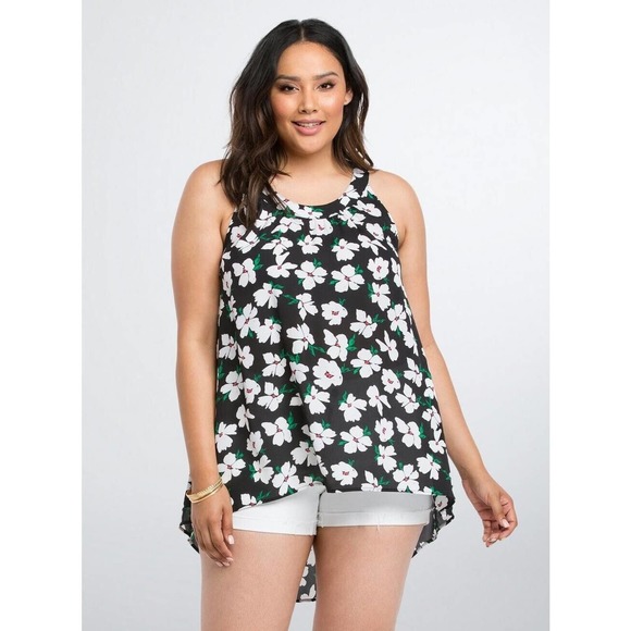 torrid Tops - Torrid Floral Chiffon Hi-Lo Tank Top Plus Size 4X